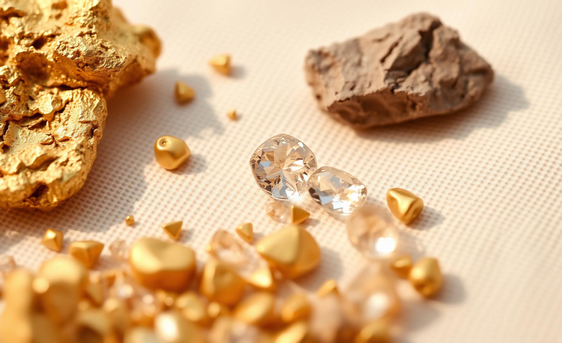 Rohgold und Diamanten